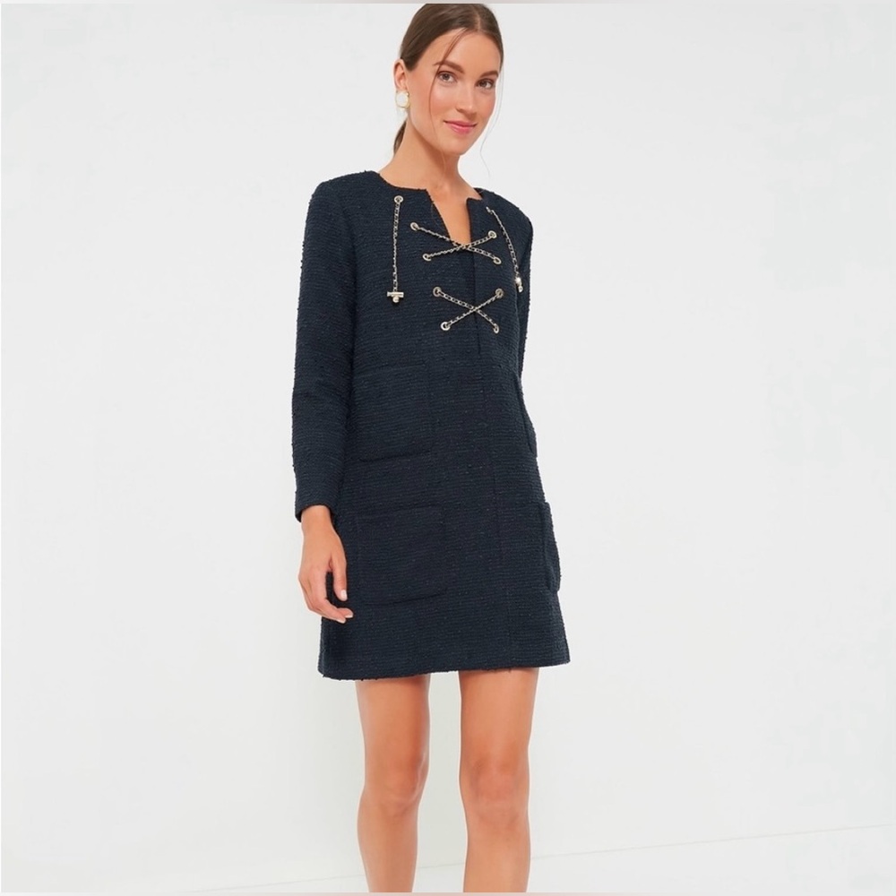 Tuckernuck Blanc Tie Kelly Navy Tweed Dress
